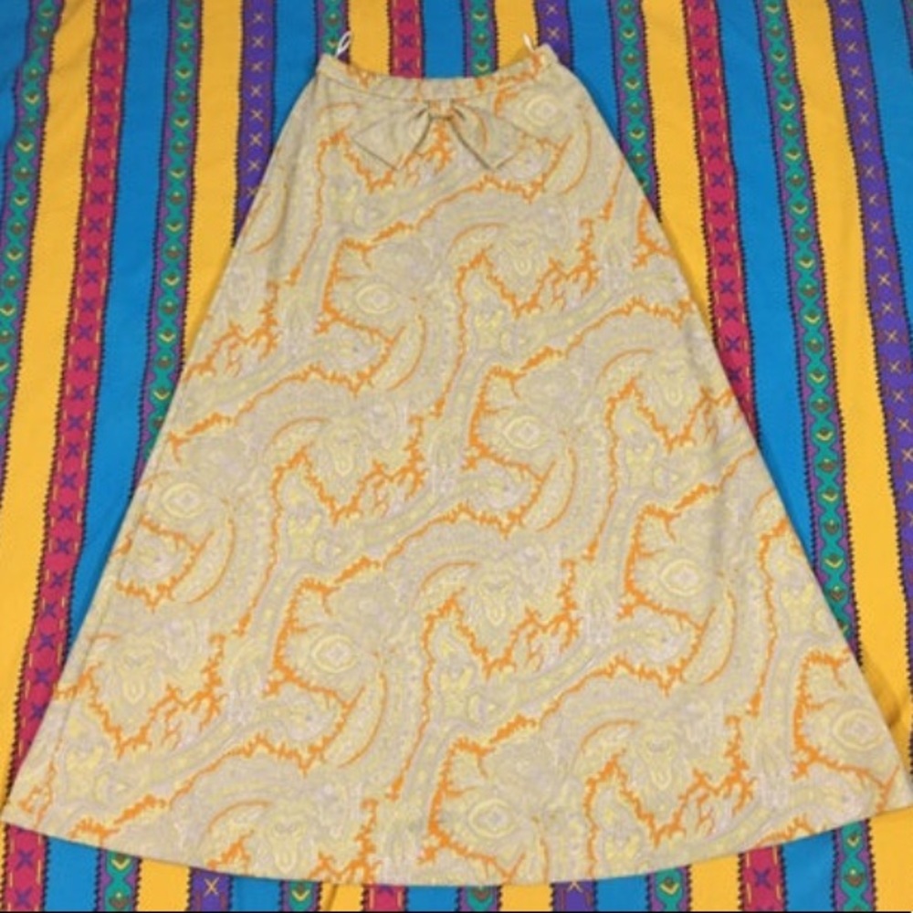 vintage Paisley Maxi Skirt M Dabney Lane hippie